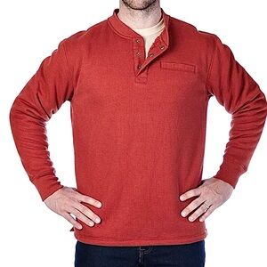 Smith's Workwear Orange Sherpa-Lined Thermal Knit Henley Pullover